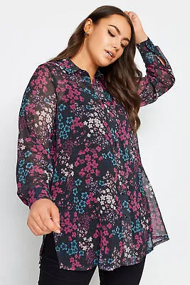 Yours Curve Plus Size Floral Print Longline Shirt • £40