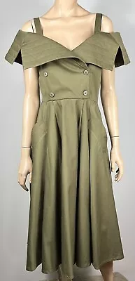 Vintage Covers Khaki Dress - Size 14 - Two Pockets • $35