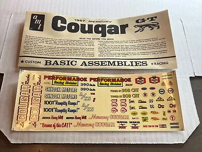 Amt 1967 Mercury Cougar Original Decal & Instruction! Nos! Circa 1967! Vmcp! • $19.95