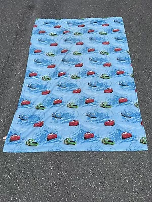 Disney Cars Lightning Mcqueen Strip Weathers Chick Hicks Flat Twin Bed Sheet • $13