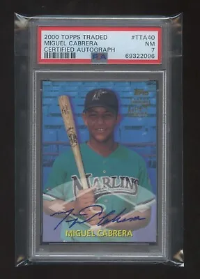 PSA 7 Miguel Cabrera 2000 TOPPS TRADED ROOKIE AUTOGRAPH SP  BEAUTIFUL AUTO HOF ? • $2999.99