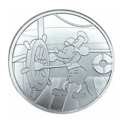 Steamboat Willie Mickey Mouse 1 Oz 999 Fine Silver Round Medallion Disney JP681 • $34.95