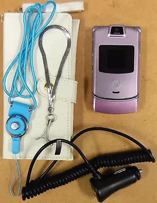 Motorola RAZR V3m - Pink And Silver ( Verizon ) Very Rare Flip Phone - Bundled • $91.79