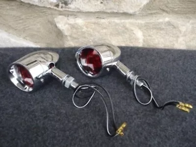 Chrome Bullet Red Mini Turn Signals For Harley Chopper • $49