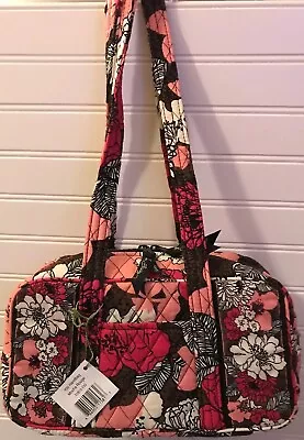 Vera Bradley Retired Rare Mocha Rouge Classic 100 Handbag Pink Brown White • $69