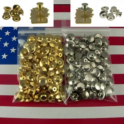 100 Locking Low Profile Pin Keeper Backs Chrome Gold Fit Disney Biker Military • $44.95