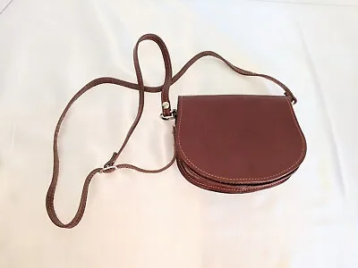 VERA PELLE ITALIANA Genuine Leather Crossbody Shoulder Bag Brown Adjustable • $19.99