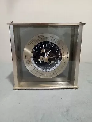 Vintage 1982 Gold SEIKO Mantle Quartz Clock World Time Zone Airplane Second Hand • $118.01