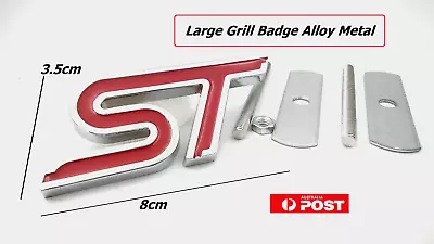 ST Grill Badge Large For Ford Fiesta 8 X 3.5cm Alloy Red Chrome ST. • $24.95