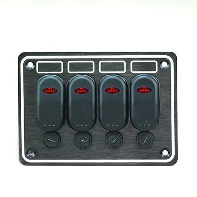 Marine Boat 4 Gang Splashproof Switch Panel W/ Led Odm • $42.99