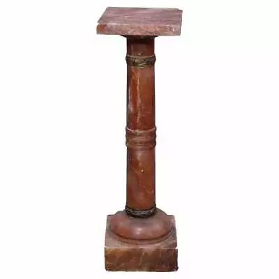 Antique Neoclassical Rouge Onyx Sculpture Display Pedestal Bronze Mounts C1890 • $1440