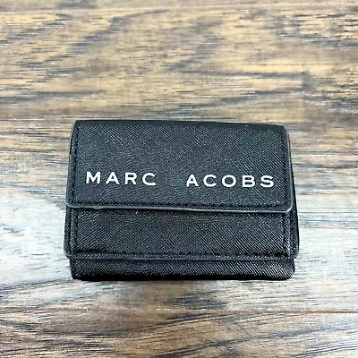 Marc Jacobs Tri-Fold Mini Wallet Compact Black Saffiano Leather Snap • $17.93