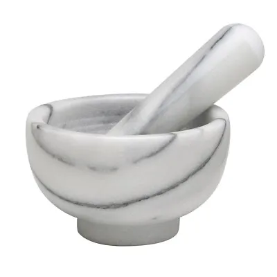 Mortar And Pestle Stone Marble Set White Pestal Natural Spice Herb Pill Grinder • $21