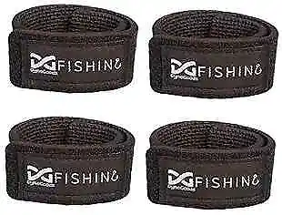  Fishing Rod Straps For Casting Spinning Or Fly Rods Pole Ties (4-Pack) Black • $19.60