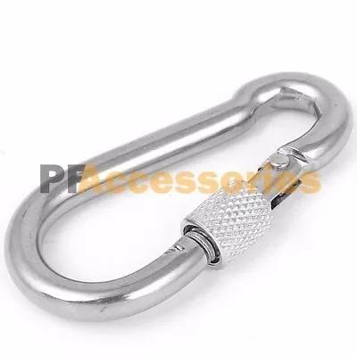 3.5  Heavy Duty Metal Screw Lock Carabiner Hook Snap Clip D-Ring Outdoor Camping • $7.39