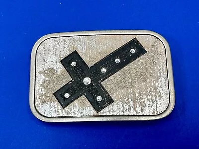 Angled Cross - Vintage Belt Buckle - Background To Restore? Or Wear • $6.50