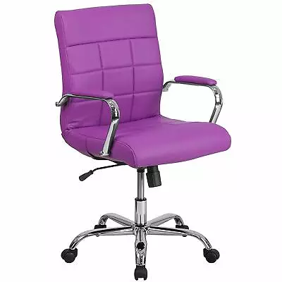 Purple Office Chair Retro Furniture Desk Executive Gaming Quilt Pattern Mid Back • $383.97