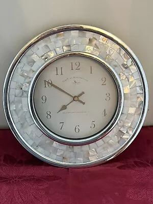 UNIQUE WHITE & SILVER MOSAIC 10” ROUND WALL CLOCK With 6” FACE FIRST TIME EUC • $14.99