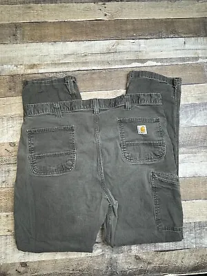 Carhartt Men 40 X 34 Work Pants Rugged Flex Canvas Rigby Gray Stretch Outdoor • $26.99