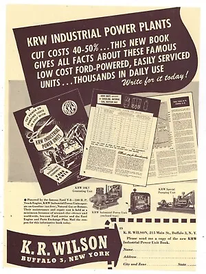 1947 K.R. Wilson Co. Ad: KRW Ford Industrial Engines - Buffalo New York • $17.76