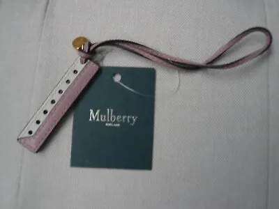 New Mulberry Small Mocha & Rose Leather Keyring / Bag Charm Tag With Tags • £27.50