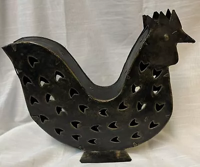 Vintage Rustic Metal Chicken Tealight Candle Holder 10.75” X 12” Farmhouse Decor • $24.95