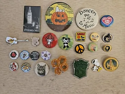 Vintage Button Lot Collection Political Advertising Cartoon ￼Music Bargain Pin • $30