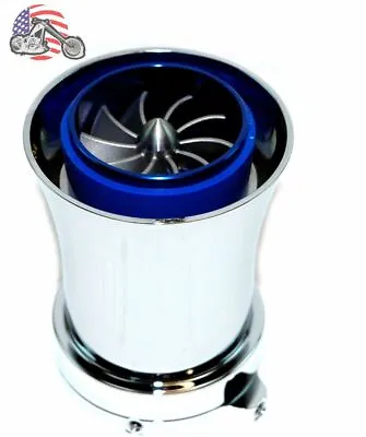 Chrome Turbo Fan Velocity Stack Air Cleaner S&S Carburetor E Harley Big Twin EVO • $110.78