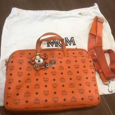 MCM Bag Briefcase Orange Charm Dog Visetos Pattern WOMEN With Shoulder Strap • $670