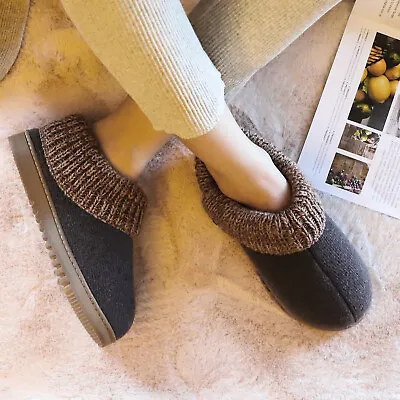 £16.69 • Buy Womens Collar Bootie Memory Foam Slippers Warm Plush Fuzzy Fur Knit Shoes Indoor