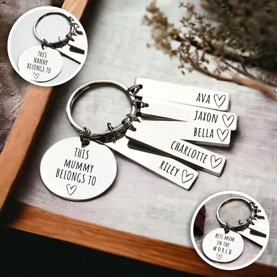 Personalised Keyring Nanny Mummy Daddy Grandad Belongs Family Engraved Name Gift • £10.99