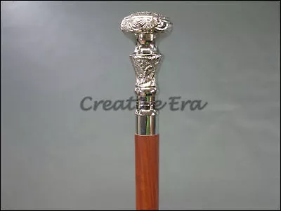 Vintage Wooden Hard Walk Stick Cane Victorian Style Silver Handmade Gift Men/Mom • $28.70