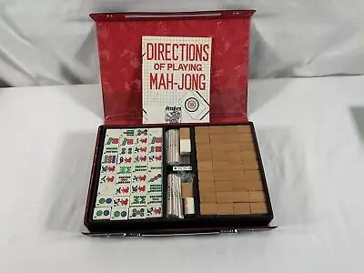 Vintage Rare Mah Jong Asian Tile Set Majong Mahjong Bamboo W/box • $92.07