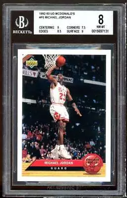 Michael Jordan Card 1992-93 Upper Deck McDonald's #P5 BGS 8 (9 7.5 8.5 9) • $25