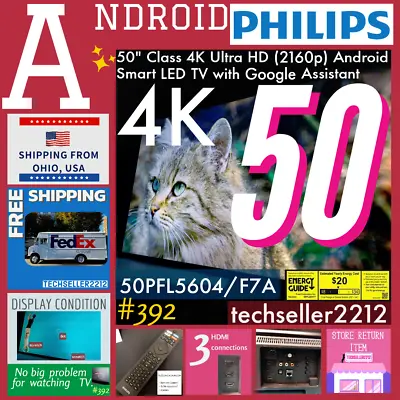 Philips 50  Class 4K (2160p) Android Smart TV (50PFL5604/F7 A With RemoteC/Stand • $186.39