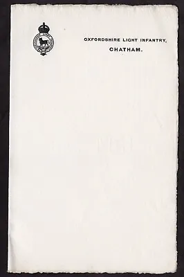 1902 Oxfordshire Light Infantry Boer War Era Army Letterhead Chatham Barracks • £8