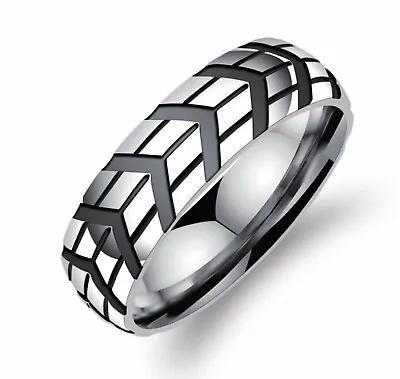 New Creative Car Tire Print 316L Stainless Steel Ring For Men/ Women Size 8-11 • $9.99