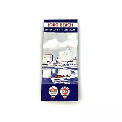 Vintage 1958 Long Beach California Official Street Folded Travel Map • $28