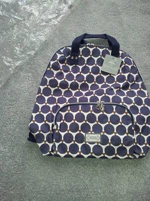 £34.99 • Buy Earth Squared Fair Trade Oil Cloth Backpack Portabello Blue And Cream