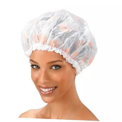 Shower Cap - Floral Pattern Vinyl Material Elastic Band Extra Large Large  • $8.51