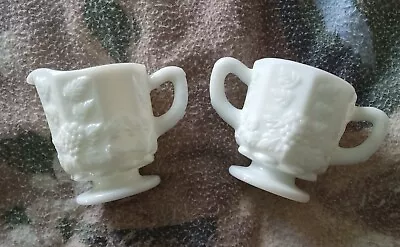 Vintage Westmoreland Milk Glass  Grape Vine Sugar Bowl & Creamer • $6