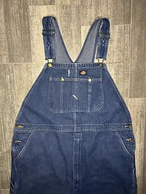 Dickies Blue Jean Bib Denim Overalls Mens XXL Workwear Pants • $33.99