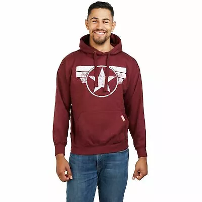 Official Marvel Mens  Captain America Logo Pullover Hood Burgundy S - XXL • £24.99