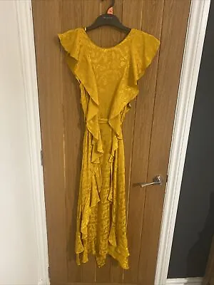 £25 • Buy BNWT Rare Topshop Mustard Yellow Jacquard Ruffle Frill Occasion Dress