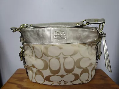 Coach Women’s Vintage Gold Metallic Shoulder Bag Wide Strap Zippered • $35