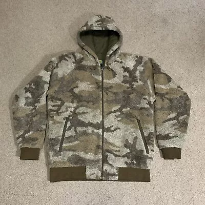 Cabela's Berber Fleece Windshear Hooded Jacket Outfitter High Plains Camo Large • $159.99