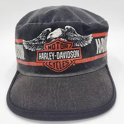 Vintage 80s Harley Davidson Painter Cap Black Screaming Eagle Faded Grunge Hat • $54