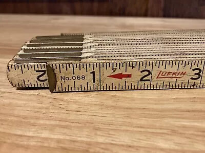 Vintage Wood Lufkin Carpentry Tool #068 Red End Ruler Lock Joints 96” 8 Feet • $10