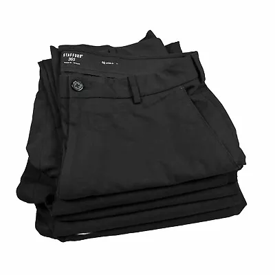 5 PAIR LOT! STAFFORD TRAVEL PANT SIZE 34x30 FLAT FRONT CLASSIC FIT DRESS BLACK • $35.95