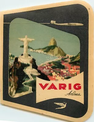 VARIG AIRLINES ~BRAZIL~ Vibrant Old / Original Airline Luggage Label C. 1955 • $12.49
